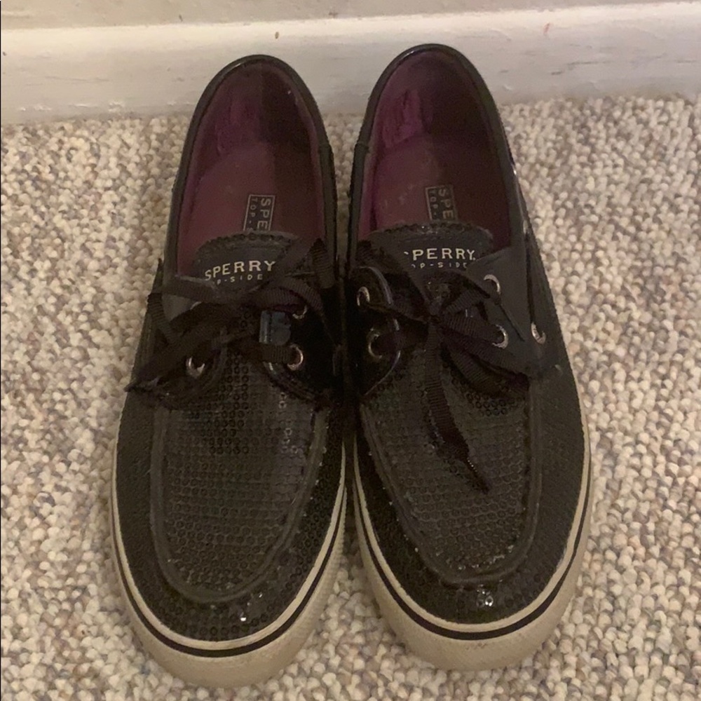 Sperry black sequin shoes!